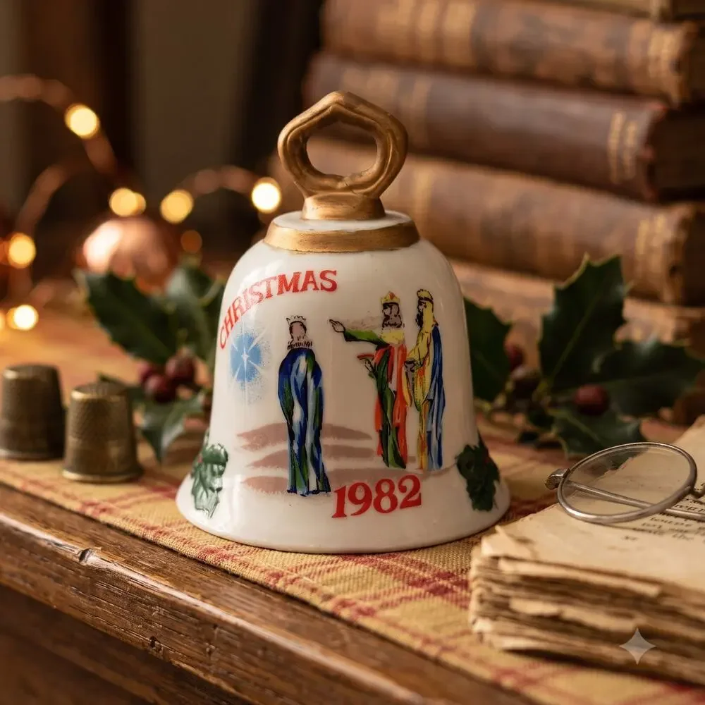 👸🏾🫅🏾🤴🏾1982 Christmas Bell 🔔Ornament Wise Men Nativity Decor Nostalgic